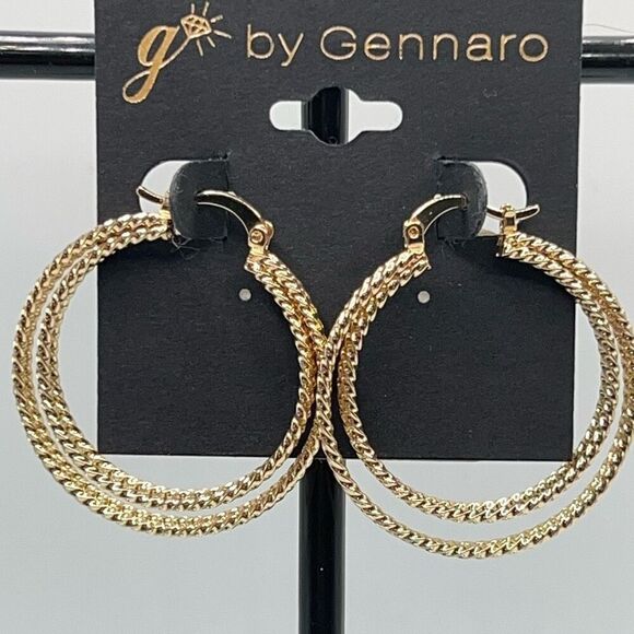 G by Gennaro Gold Triple Strand Hoop Earrings $16ea / 3 for $25 - Picture 2 of 5